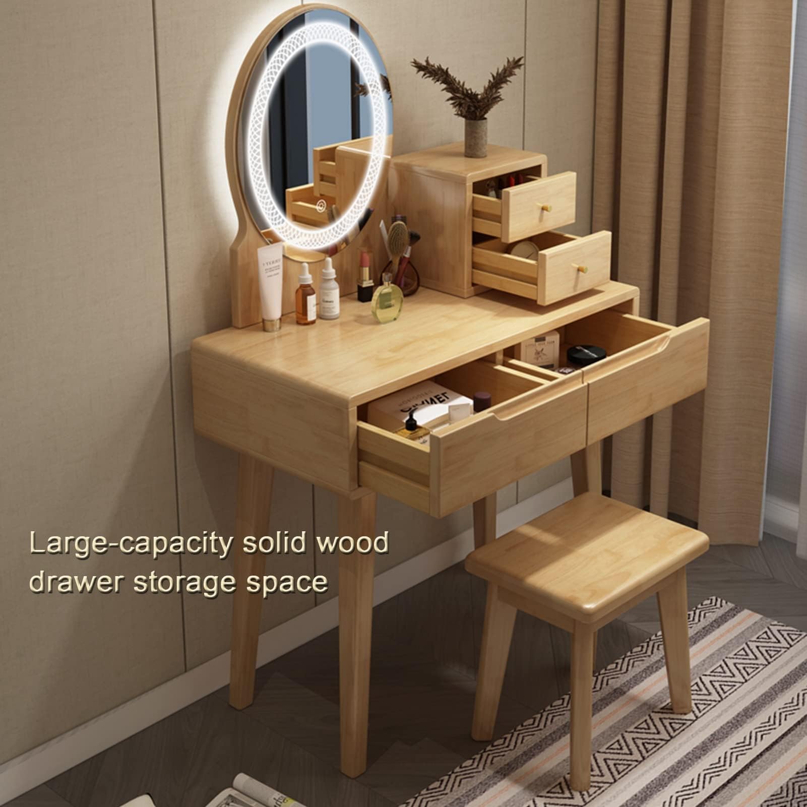 LEDライト付きメイクアップテーブル ZXDTVFGN メイクアップバニティテーブル LEDライト付き 折りたたみ